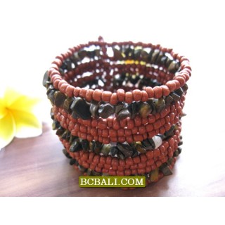 Beads Stones Cuff Bracelets Ethnic Women Fashion